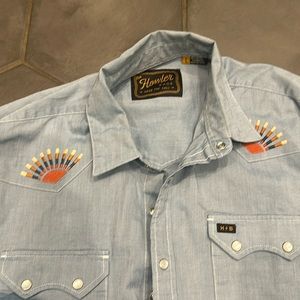 Howler Brothers Pearl Snap Sunbeams denim long sleeve large